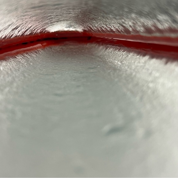 Vintage Postmodern Memphis Style Red Clear Art Glass Vase and Metal Stand - Picture 12 of 14